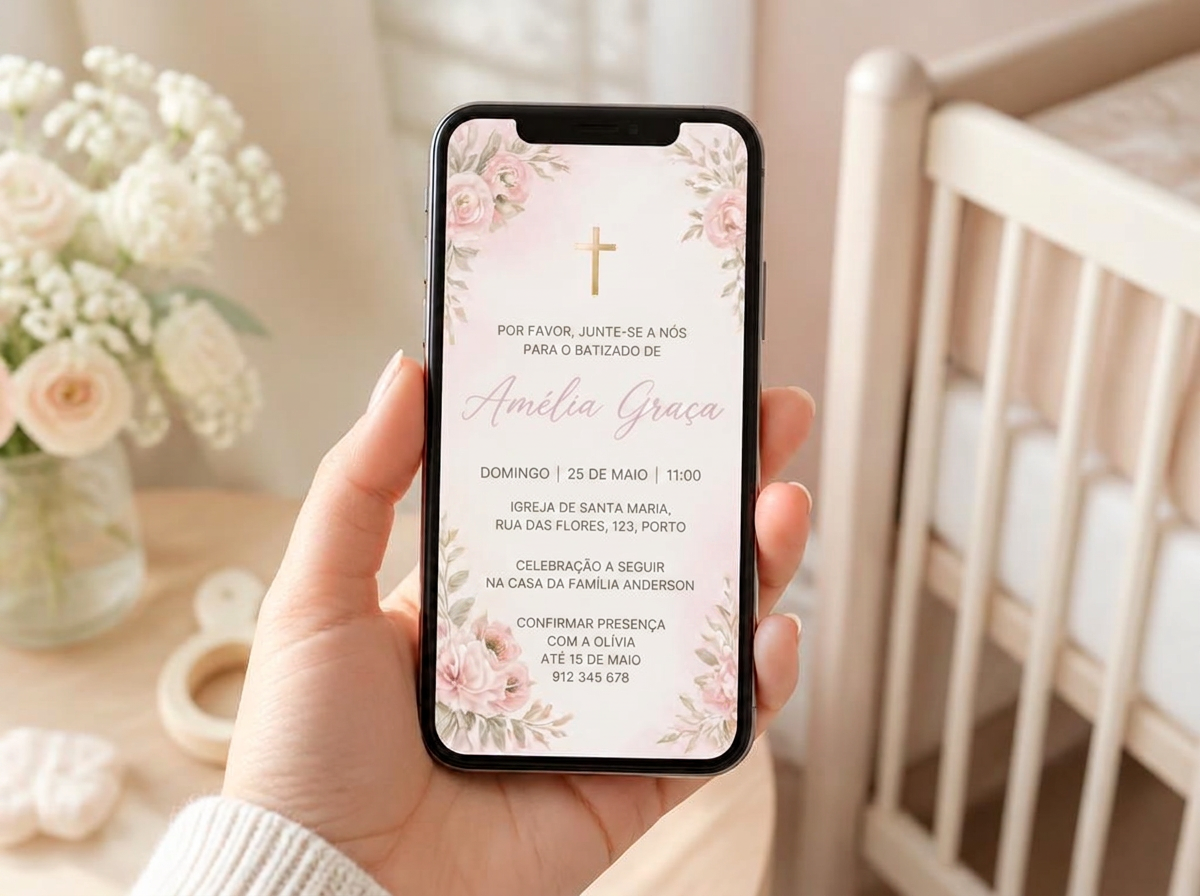 Convite digital para partilhar com a família